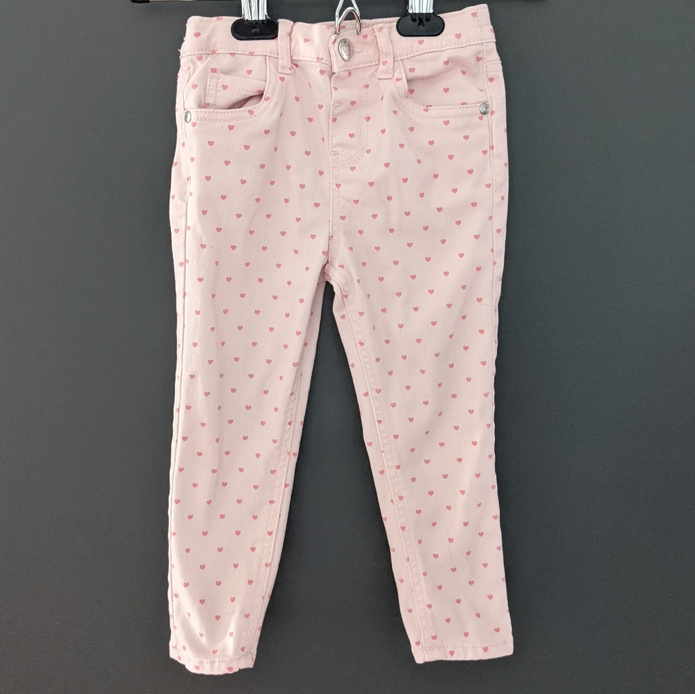 Light pink heart print jeans